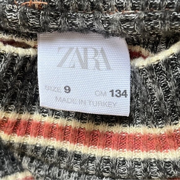 Zara Girl Striped Soft Touch Dress  Long Sleeve Curved Hem Comfy Sz 9, 134cm - Picture 4 of 12